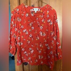 Womens blouse red in color EUC ST JOHNS BAY